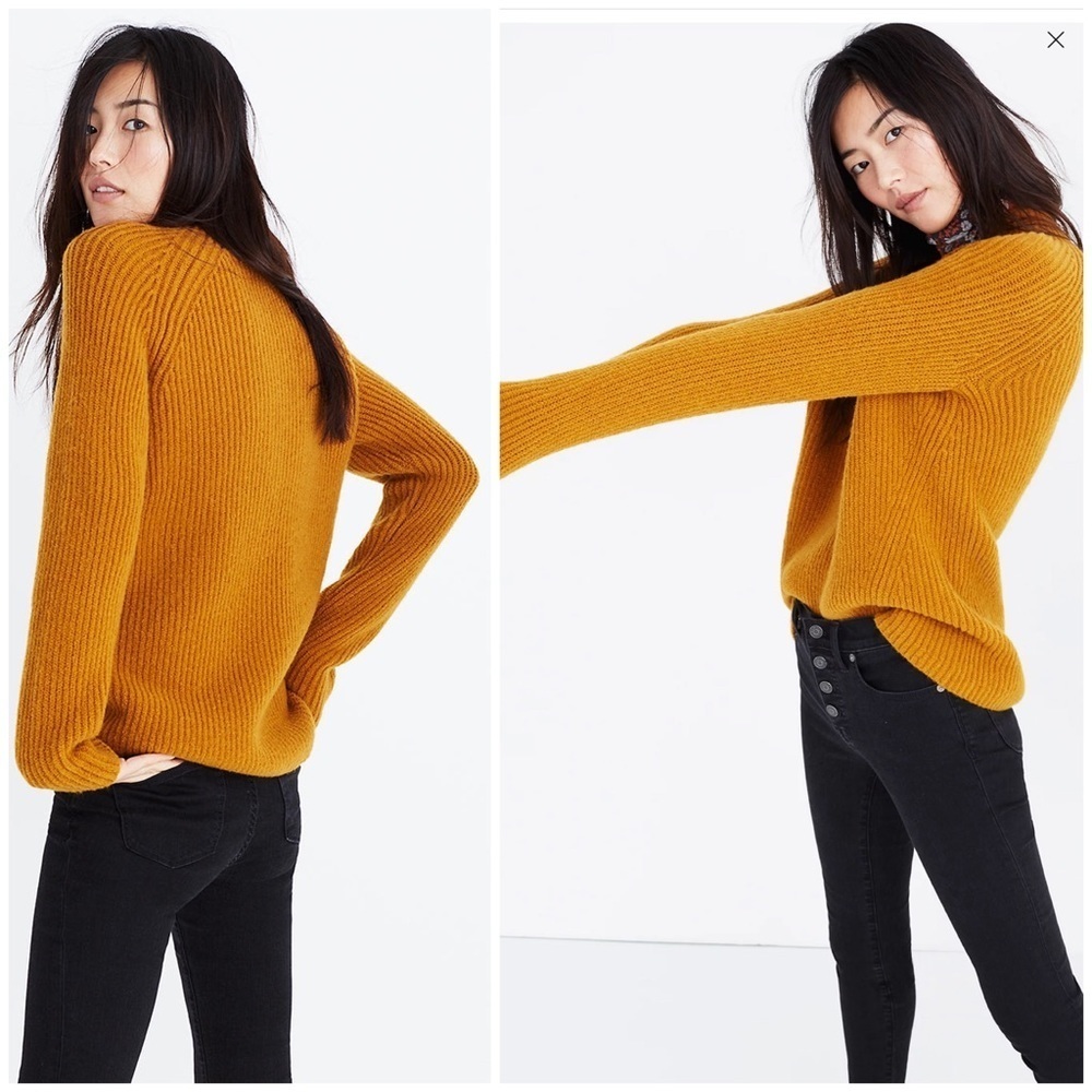 MADEWELL Northfield Mockneck Ribbed Sweater in Mustard Style# H3339 - Picture 9 of 9